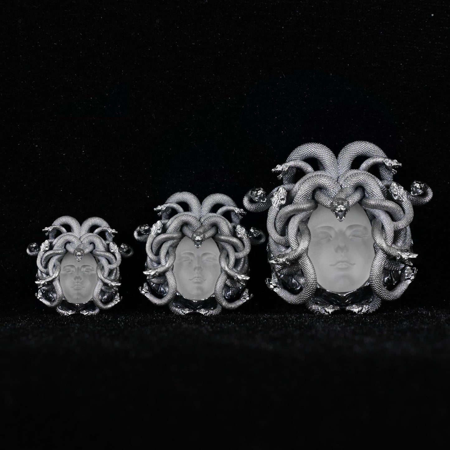 Medusa Pendant in 925 Silver | Handmade White Crystal Necklace | Mythical Statement Jewelry for Gothic & Art Lovers