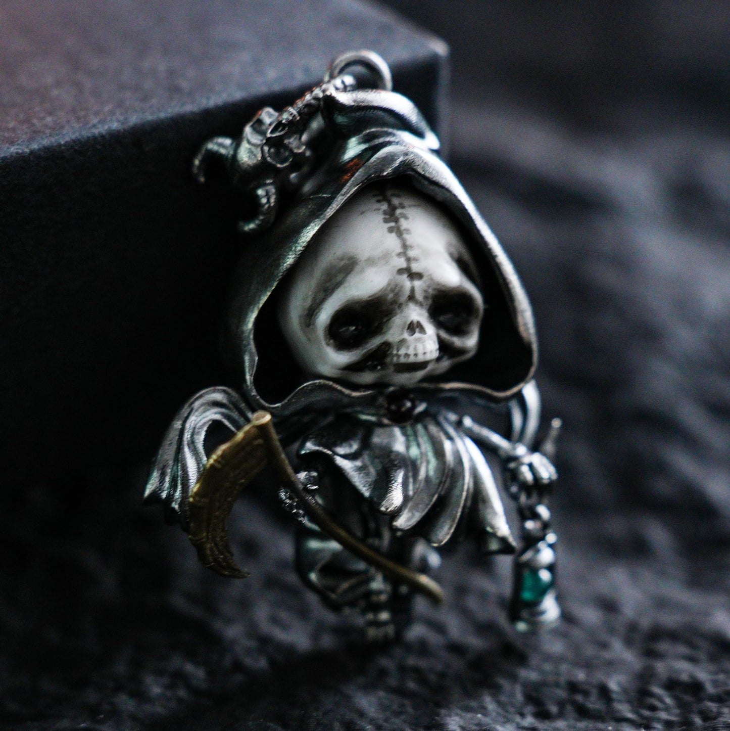 Grim Reaper Pendant | Handmade 925 Silver Skeleton Amulet | Gothic Death Charm | Fantasy Art Jewelry for Dark Aesthetics