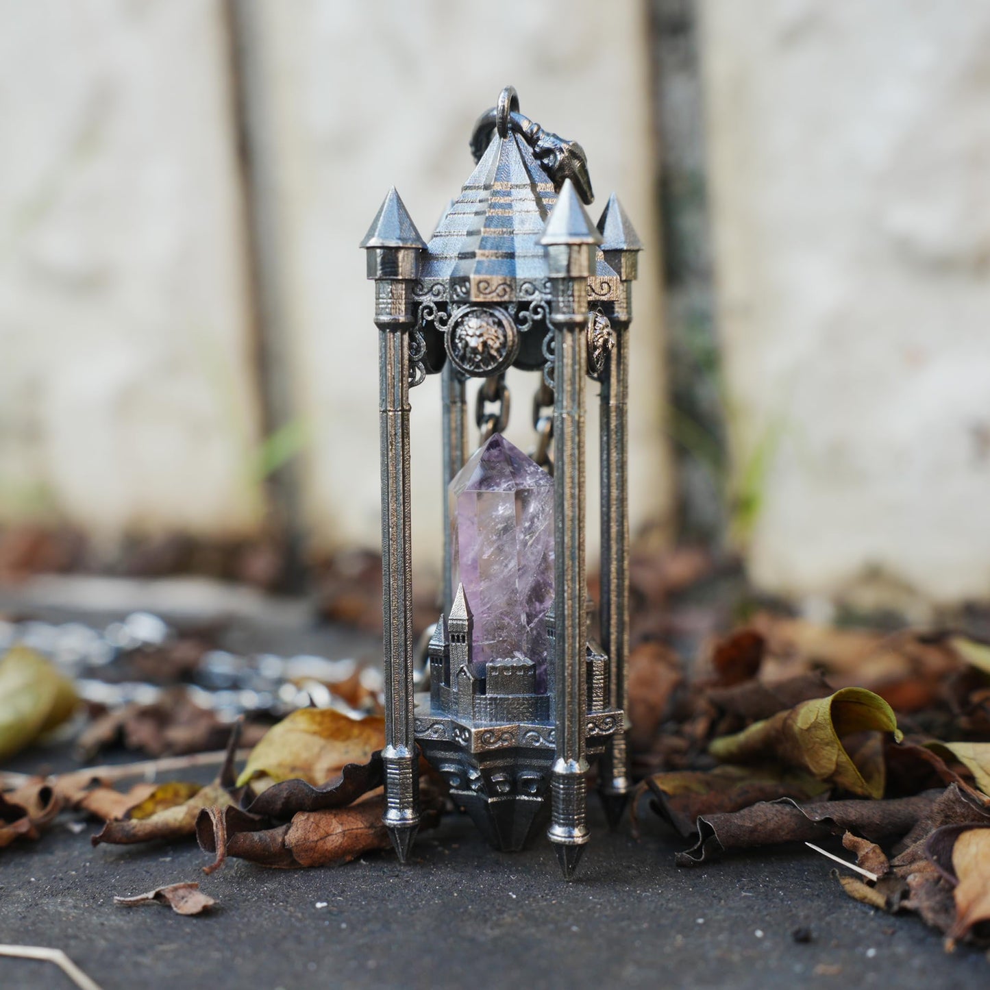 Architectural Amethyst Pendant | 925 Sterling Silver Gothic Necklace | Natural Crystal Jewelry | Symbol of Clarity & Focus | Gift for Her