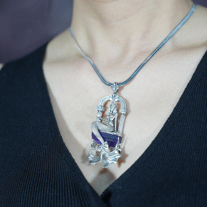 Amethyst Mermaid Pendant | Handcrafted 925 Sterling Silver Ocean Goddess Necklace | Fantasy Sea Jewelry Gift for Her, Unique Mythical Art