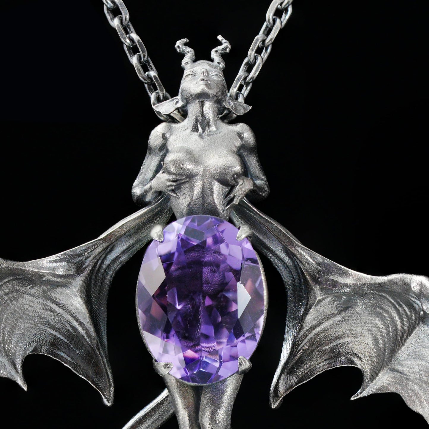 Handcrafted Silver Demon Wing Pendant Necklace | Mystical Banshee Jewelry Symbolizing Strength, Power & Mystery | Unique Gift for Her