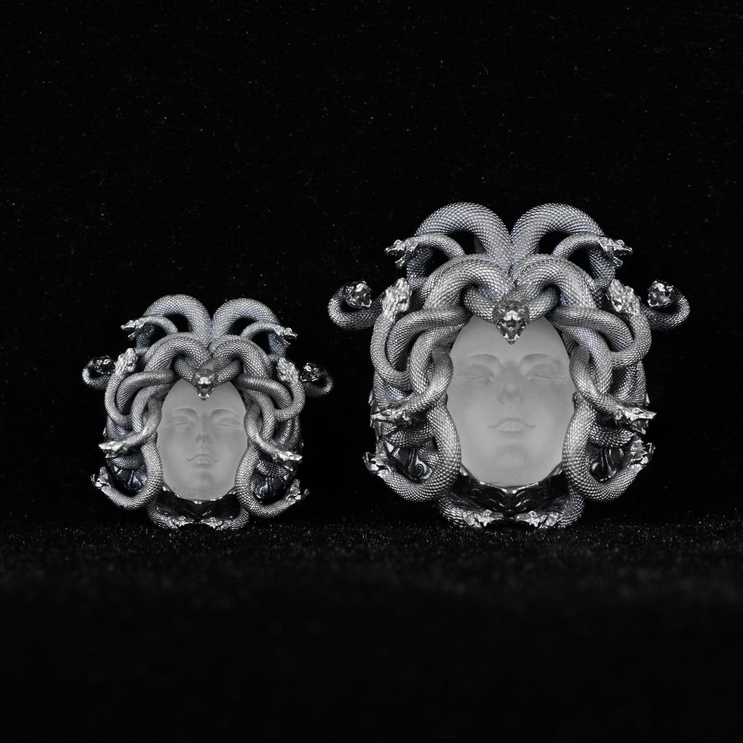 Medusa Pendant in 925 Silver | Handmade White Crystal Necklace | Mythical Statement Jewelry for Gothic & Art Lovers