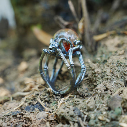 Gothic Spider Skull Ring, Handcrafted Dark Fantasy Jewelry, Occult Protection Charm for Witchcore Style