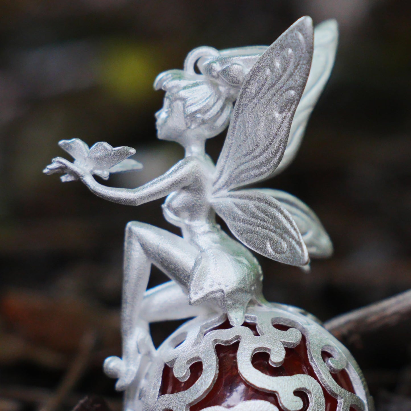 Fairy Pendant Necklace in 925 Sterling Silver with Moss Quartz | Handmade Fantasy Jewelry with Nature Spirit Elf Design | Mystical Keepsake Gift for Adults