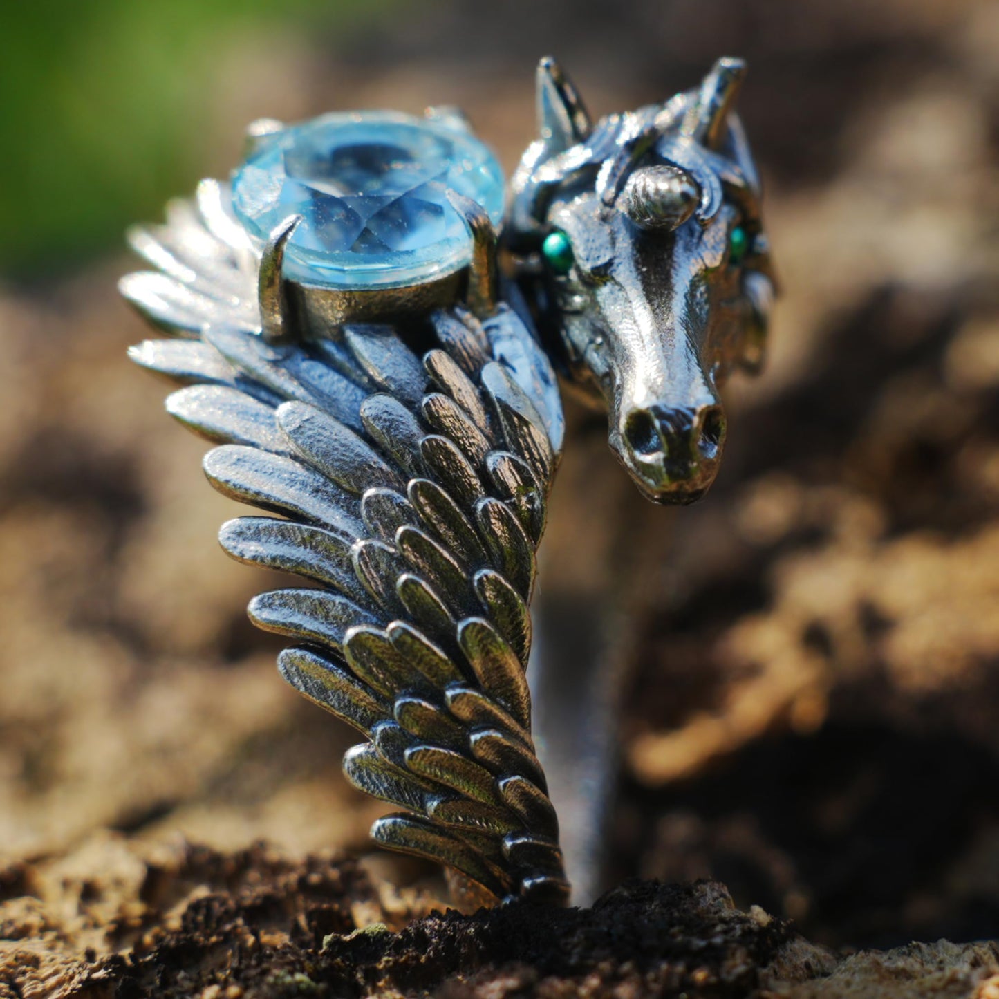 Hand-Carved Mystical Creature Ring | Magical Guardian of Inner Light | Dream Totem Fantasy Jewelry | Symbol of Imagination and Spirit