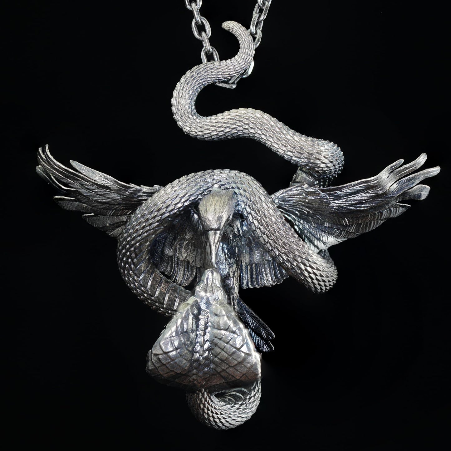 Serpent Griffin Pendant in 925 Sterling Silver | Handcrafted Mythic Beast Totem Necklace for Power & Protection | Gothic Fantasy Amulet Jewelry