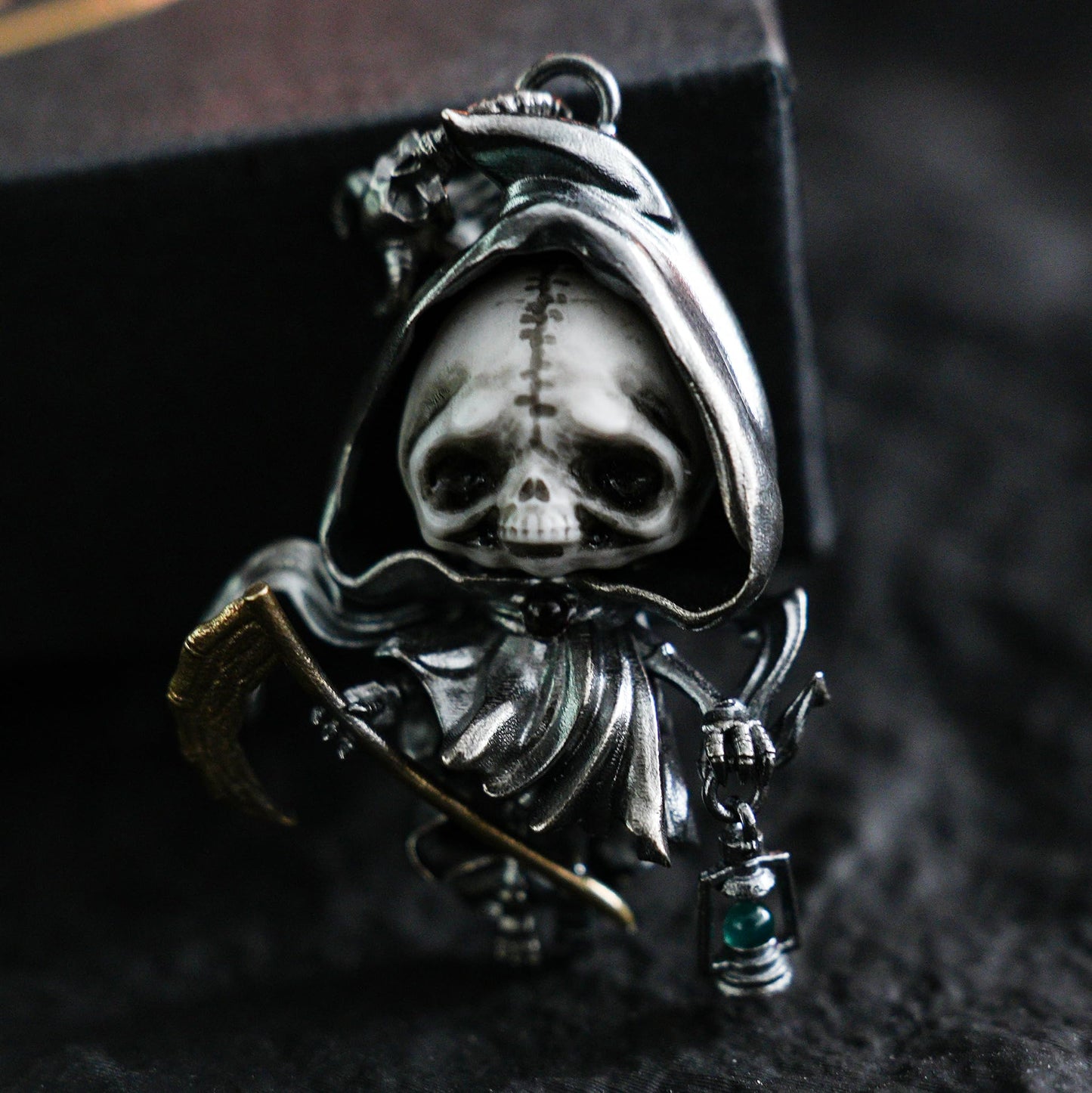 Grim Reaper Pendant | Handmade 925 Silver Skeleton Amulet | Gothic Death Charm | Fantasy Art Jewelry for Dark Aesthetics