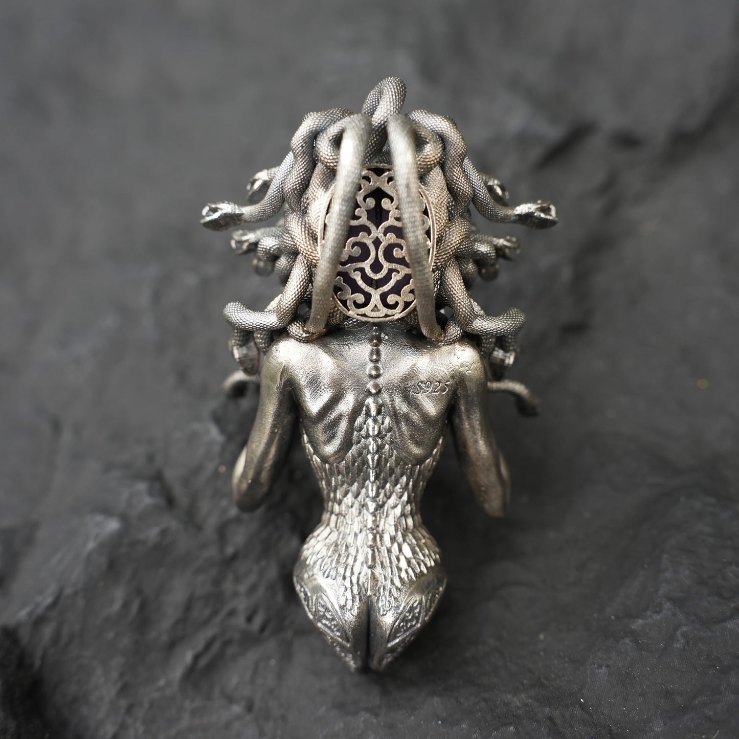 Amethyst Snake Pendant in 925 Silver | Handmade Gothic Sculpture Necklace | Mystical Art Jewelry Gift for Her