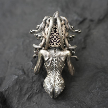 Amethyst Snake Pendant in 925 Silver | Handmade Gothic Sculpture Necklace | Mystical Art Jewelry Gift for Her