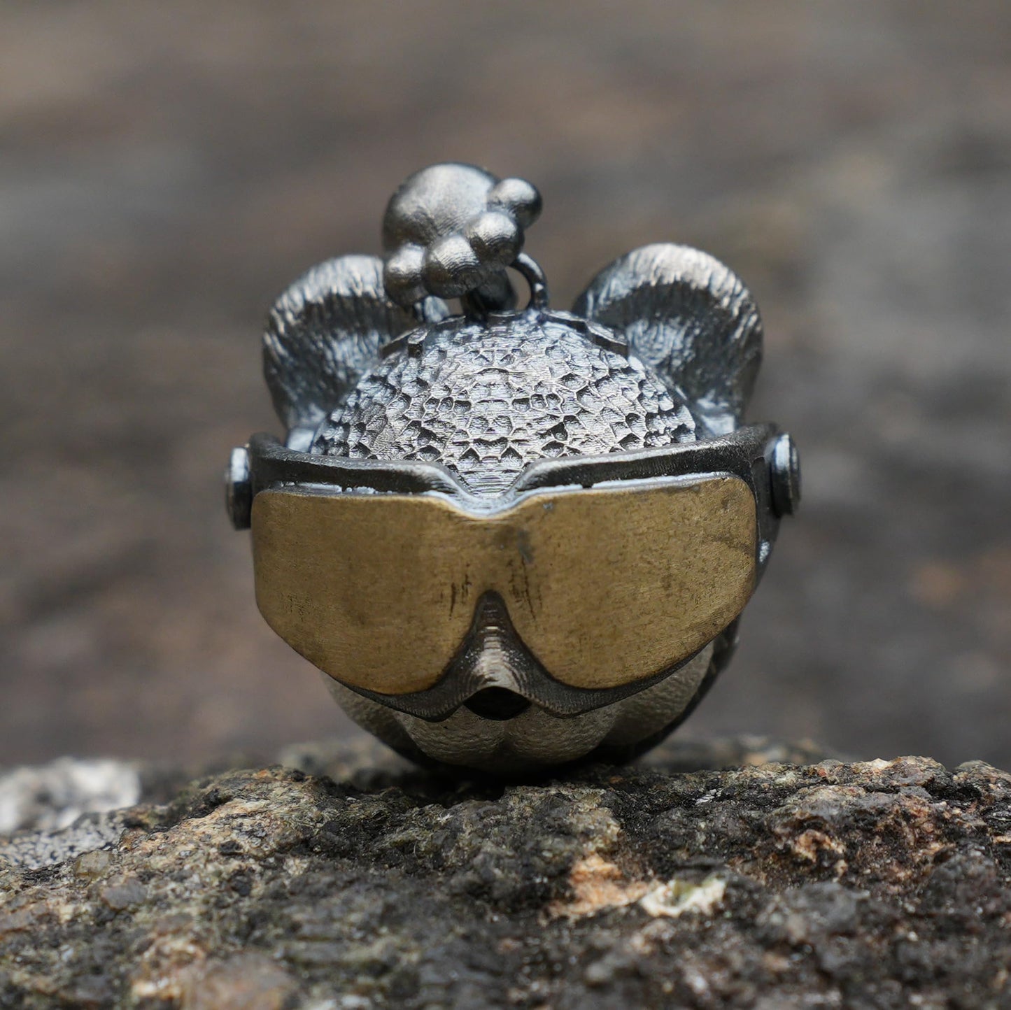 Armored Adventure Panda Pendant | 925 Silver & Brass Jewelry | Movable Sunglasses Design | Whimsical Guardian Amulet for Adventure Lovers