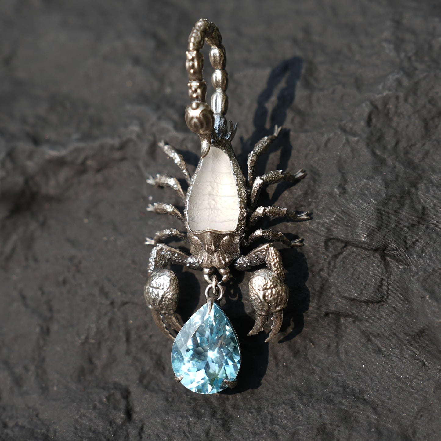 Stellar Scorpion Pendant | 925 Sterling Silver Blue Topaz Necklace | Handmade Zodiac Jewelry | Spiritual Talisman of Strength & Transformation