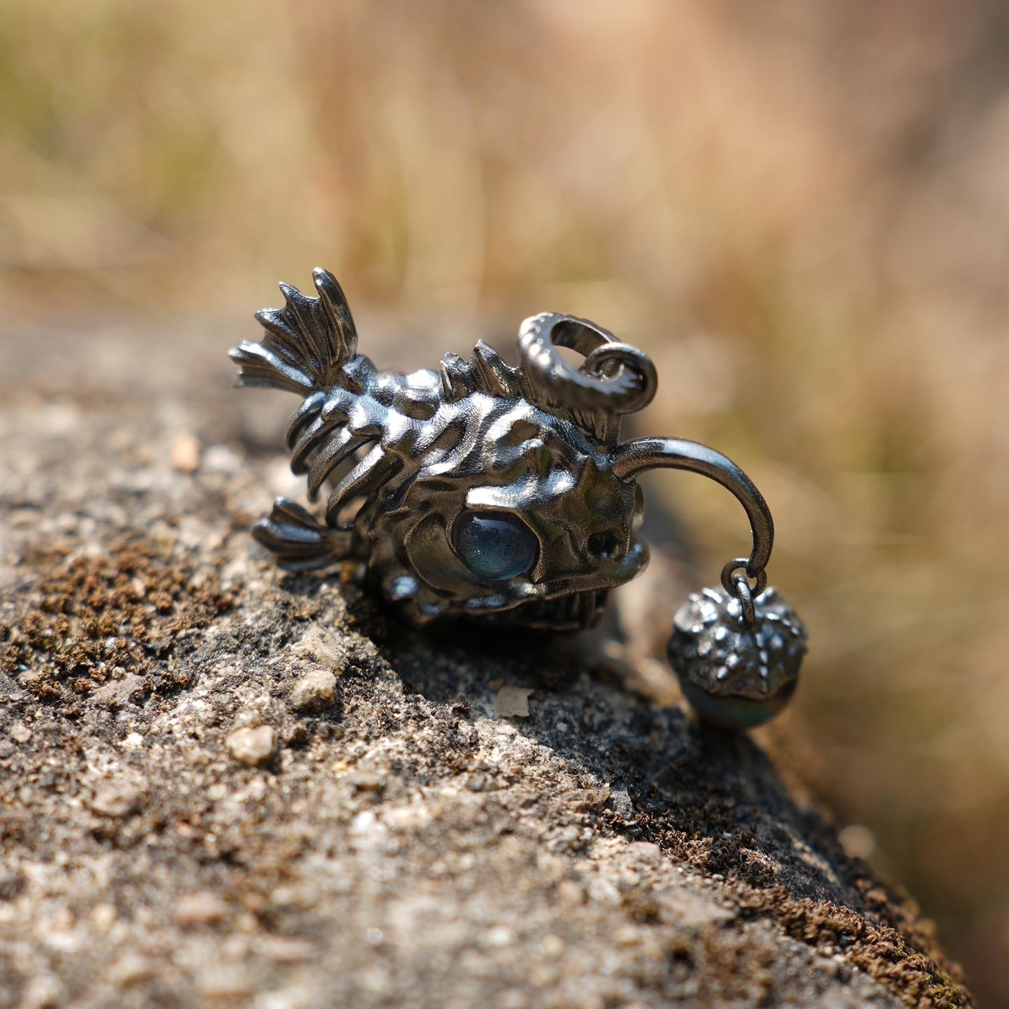 Anglerfish Pendant | 925 Sterling Silver & Labradorite Necklace | Handmade Ocean-Inspired Jewelry Gift for Sea Lovers & Collectors