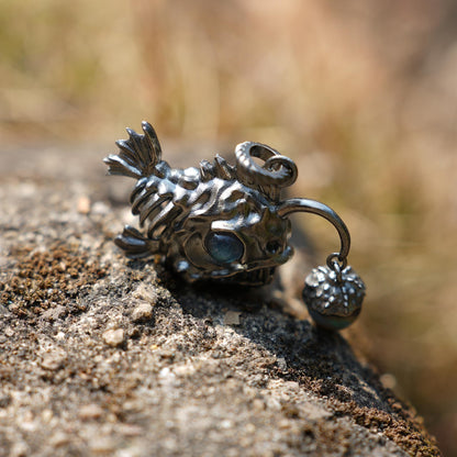 Anglerfish Pendant | 925 Sterling Silver & Labradorite Necklace | Handmade Ocean-Inspired Jewelry Gift for Sea Lovers & Collectors