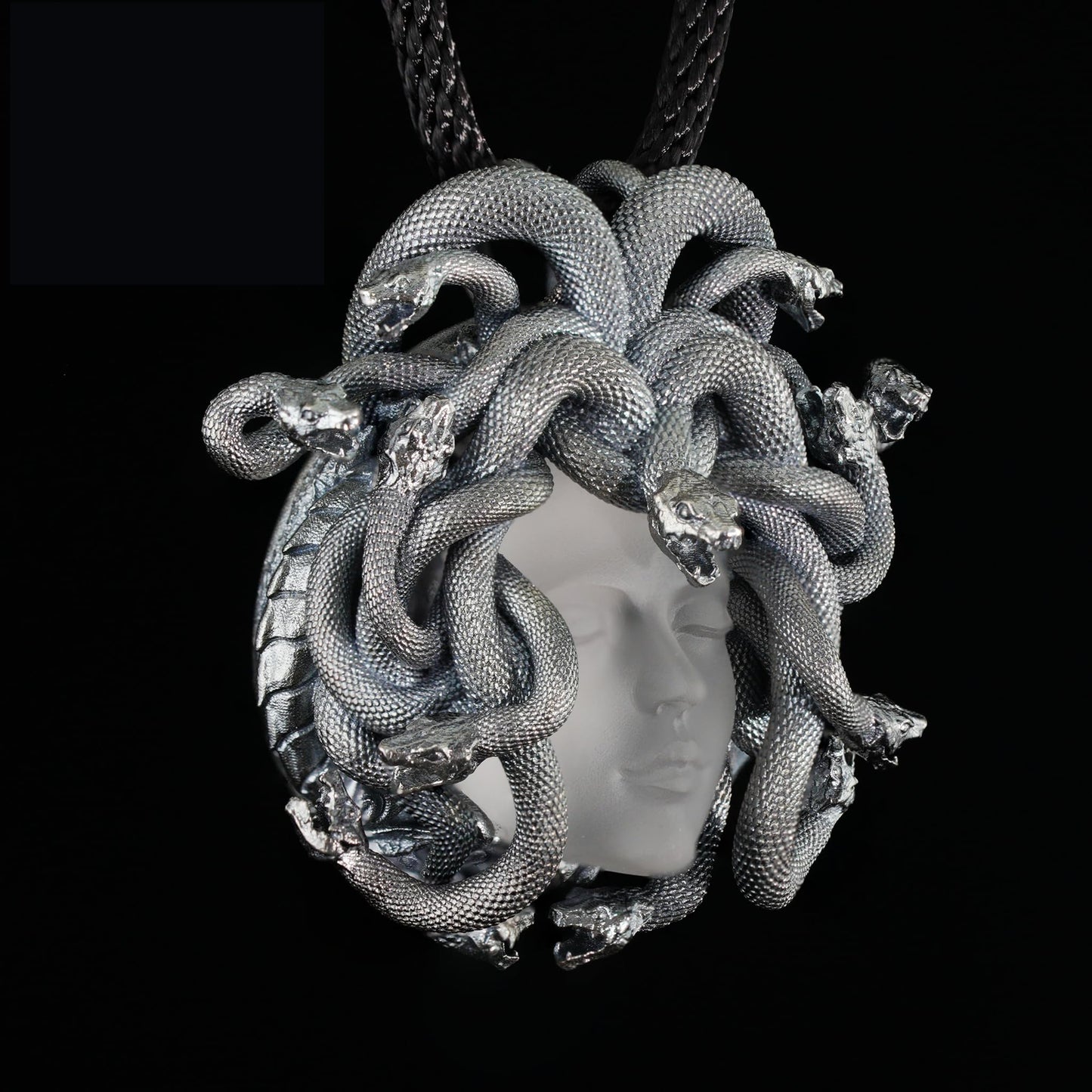 Medusa Pendant in 925 Silver | Handmade White Crystal Necklace | Mythical Statement Jewelry for Gothic & Art Lovers