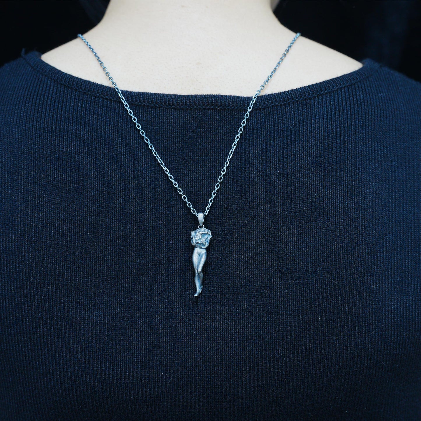 925 Sterling Silver Feminine Form Pendant | Handcrafted Stone Texture Totem Necklace | Symbol of Awakening & Transformation