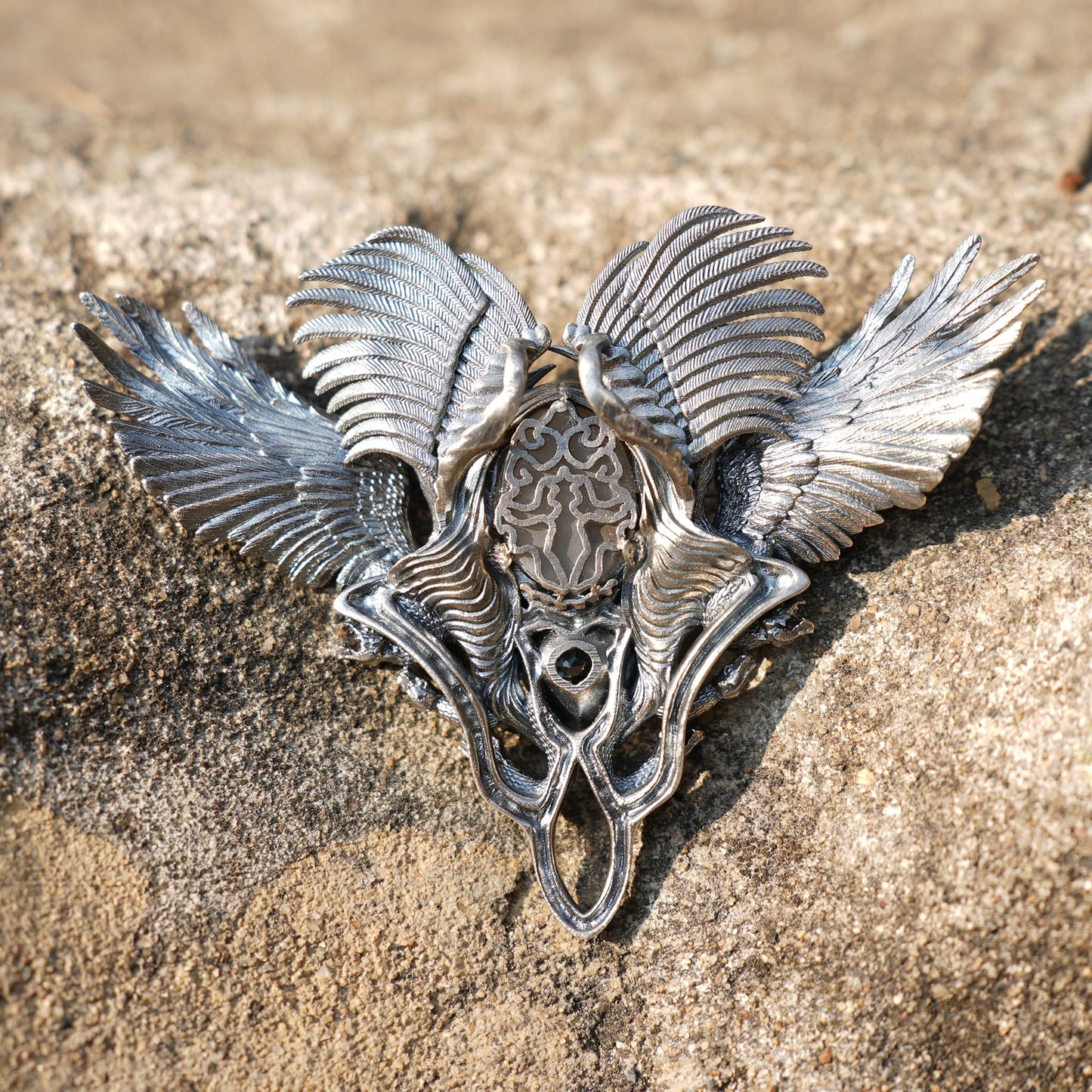 Forest Goddess Pendant | 925 Sterling Silver Handmade Jewelry | White Crystal & Sky Blue Topaz Amulet | Symbol of Purity & Protection