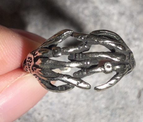 Skeleton Hands Ring, Gothic Horror Style, Statement Adjustable Jewelry for Alternative Fashion Lovers