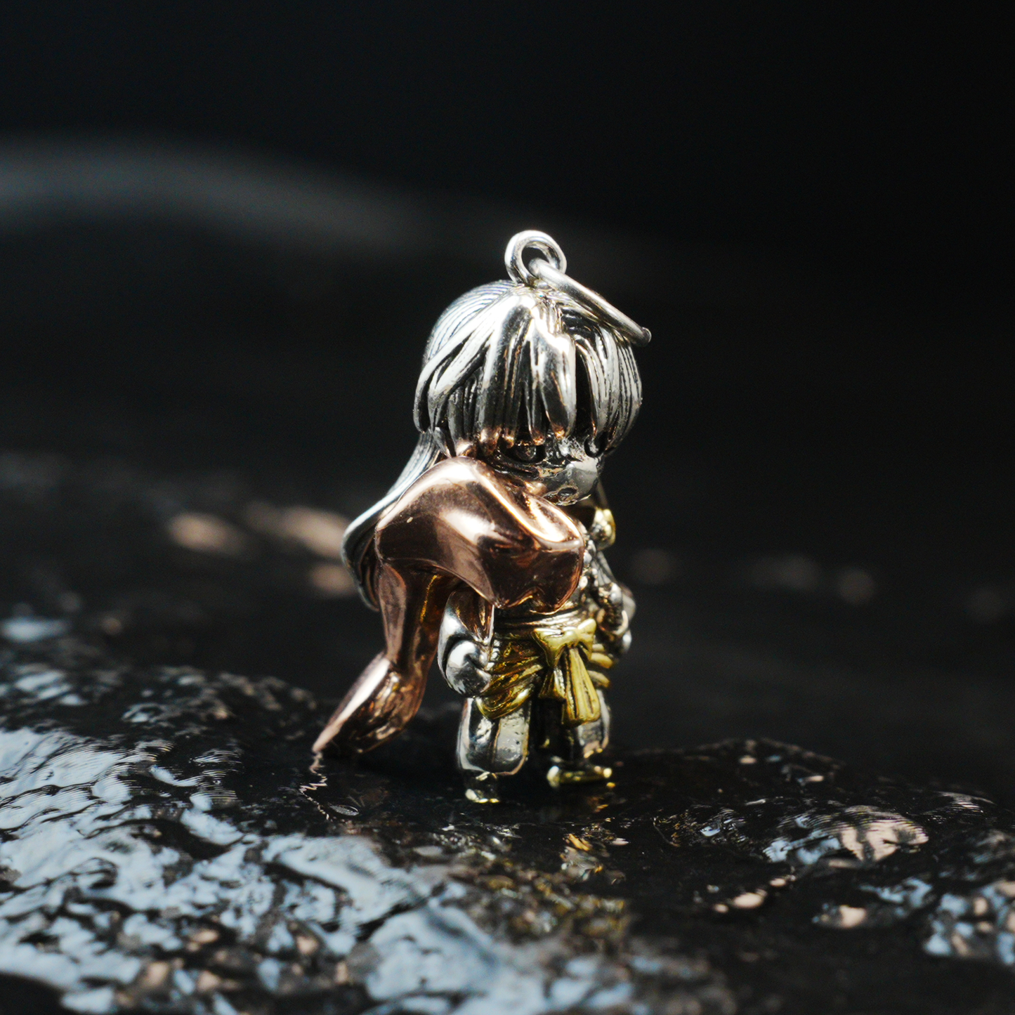 Gothic Samurai Warrior Pendant, Fantasy Sword Fighter Necklace, Oriental Myth Jewelry