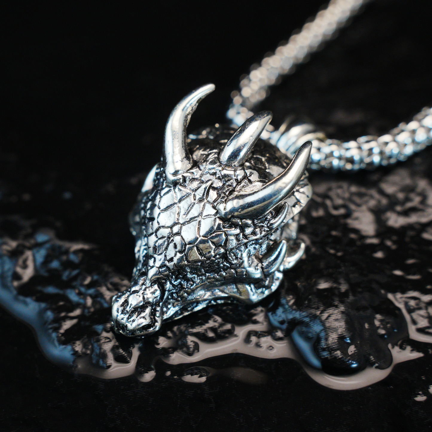 Dragon Lord Pendant Necklace, Gothic Medieval Brass Jewelry, Guardian of Power