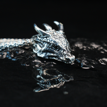 Dragon Lord Pendant Necklace, Gothic Medieval Brass Jewelry, Guardian of Power