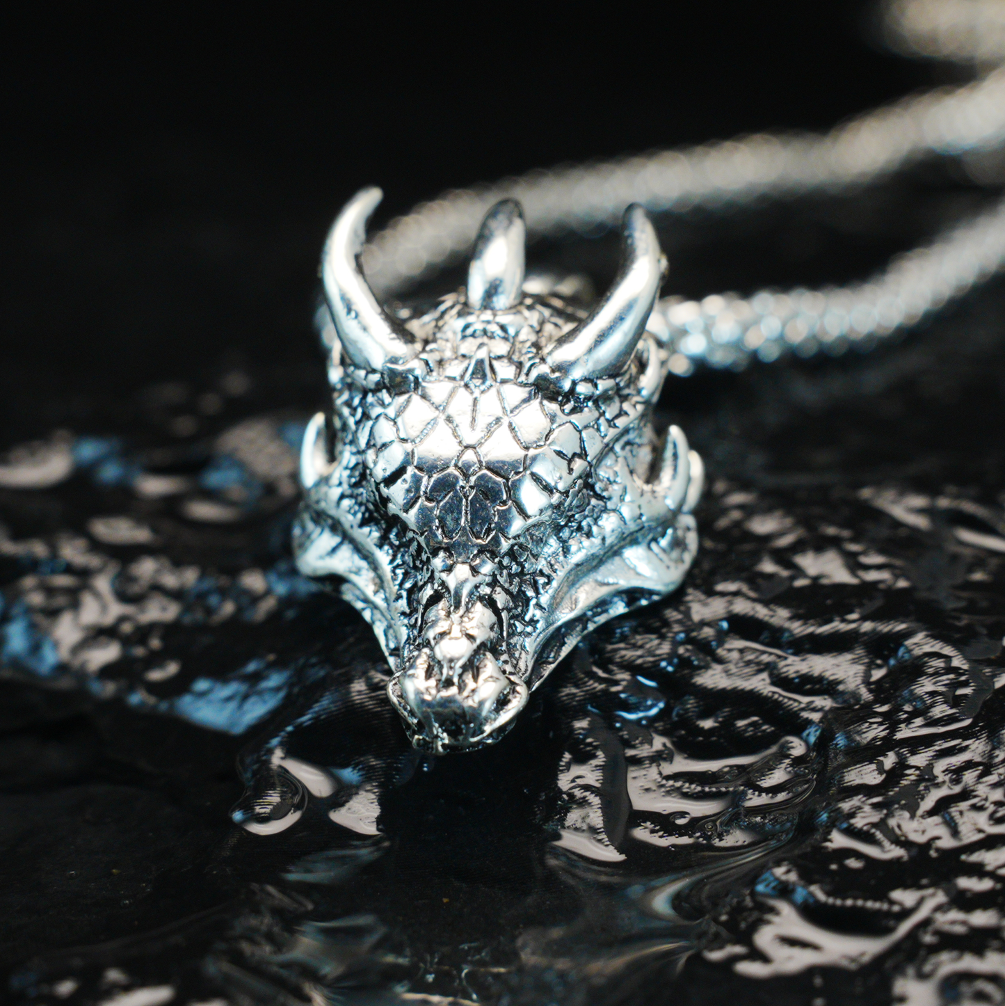 Dragon Lord Pendant Necklace, Gothic Medieval Brass Jewelry, Guardian of Power