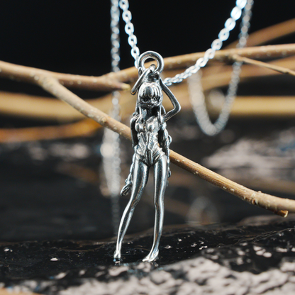 Gothic Fantasy Cat-Eared Girl Pendant, Brass Anime Jewelry