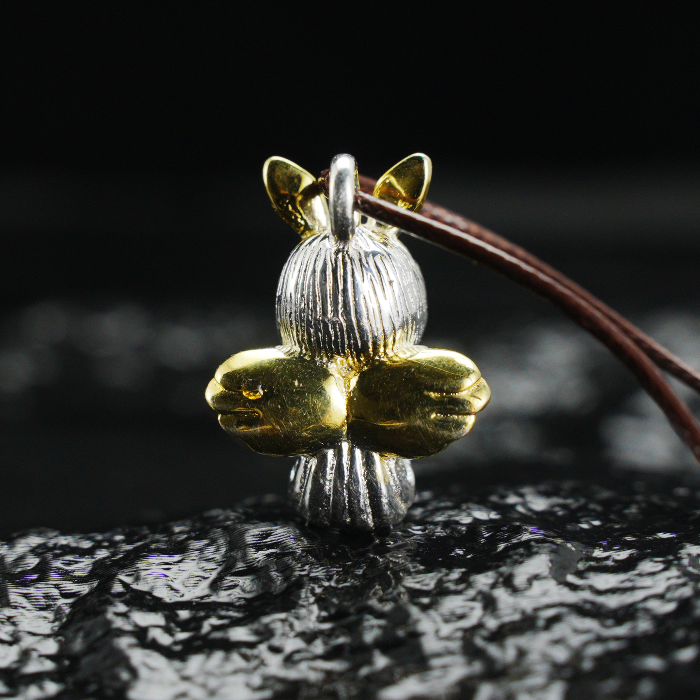 Gothic Angel Bunny Pendant, Fantasy Rabbit Angel Necklace, Gothic Lolita Mythical Jewelry