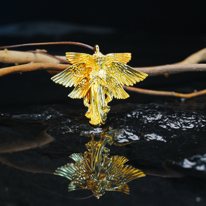 Golden Guardian Angel Pendant, Vintage Winged Angel Necklace, Gothic Religious Jewelry