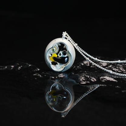 Panda Herz Anhänger, Mythischer Wächter der Liebe, Tierkette, Fantasy Schmuck