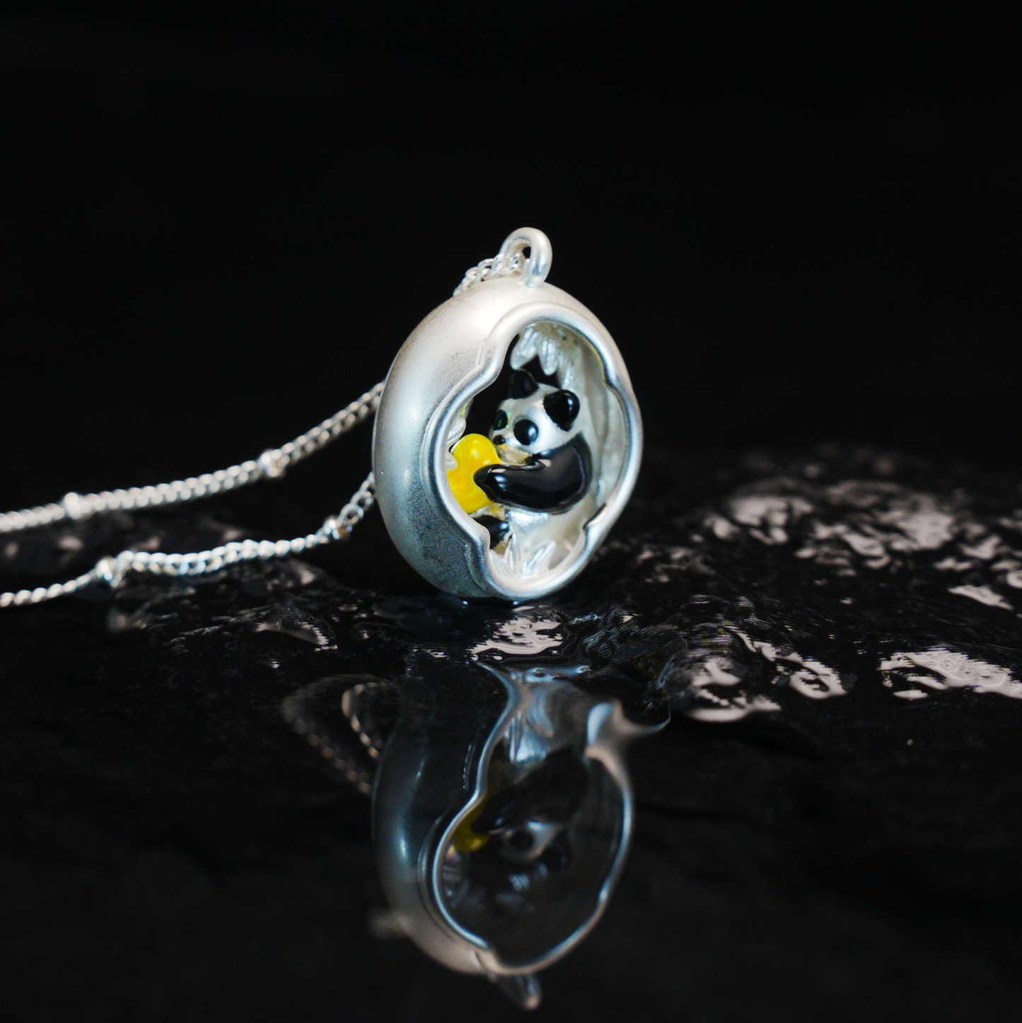 Panda Herz Anhänger, Mythischer Wächter der Liebe, Tierkette, Fantasy Schmuck