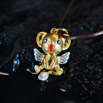 Kawaii Flying Squirrel Pendant, Fantasy Winged Animal Charm, Cute Magic Creature Jewelry