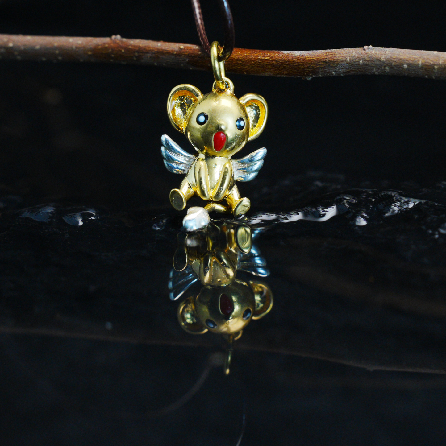 Kawaii Flying Squirrel Pendant, Fantasy Winged Animal Charm, Cute Magic Creature Jewelry