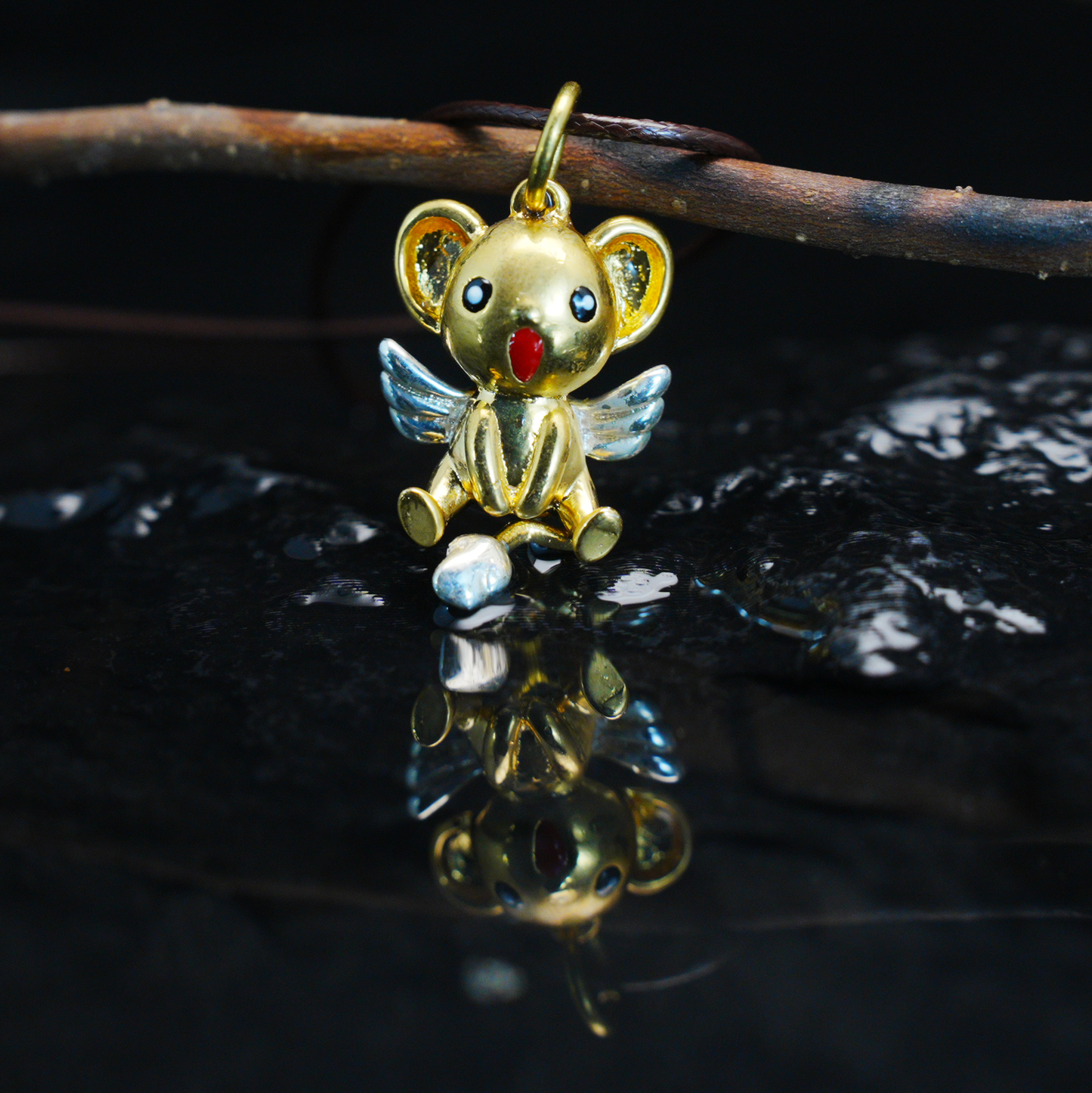 Kawaii Flying Squirrel Pendant, Fantasy Winged Animal Charm, Cute Magic Creature Jewelry