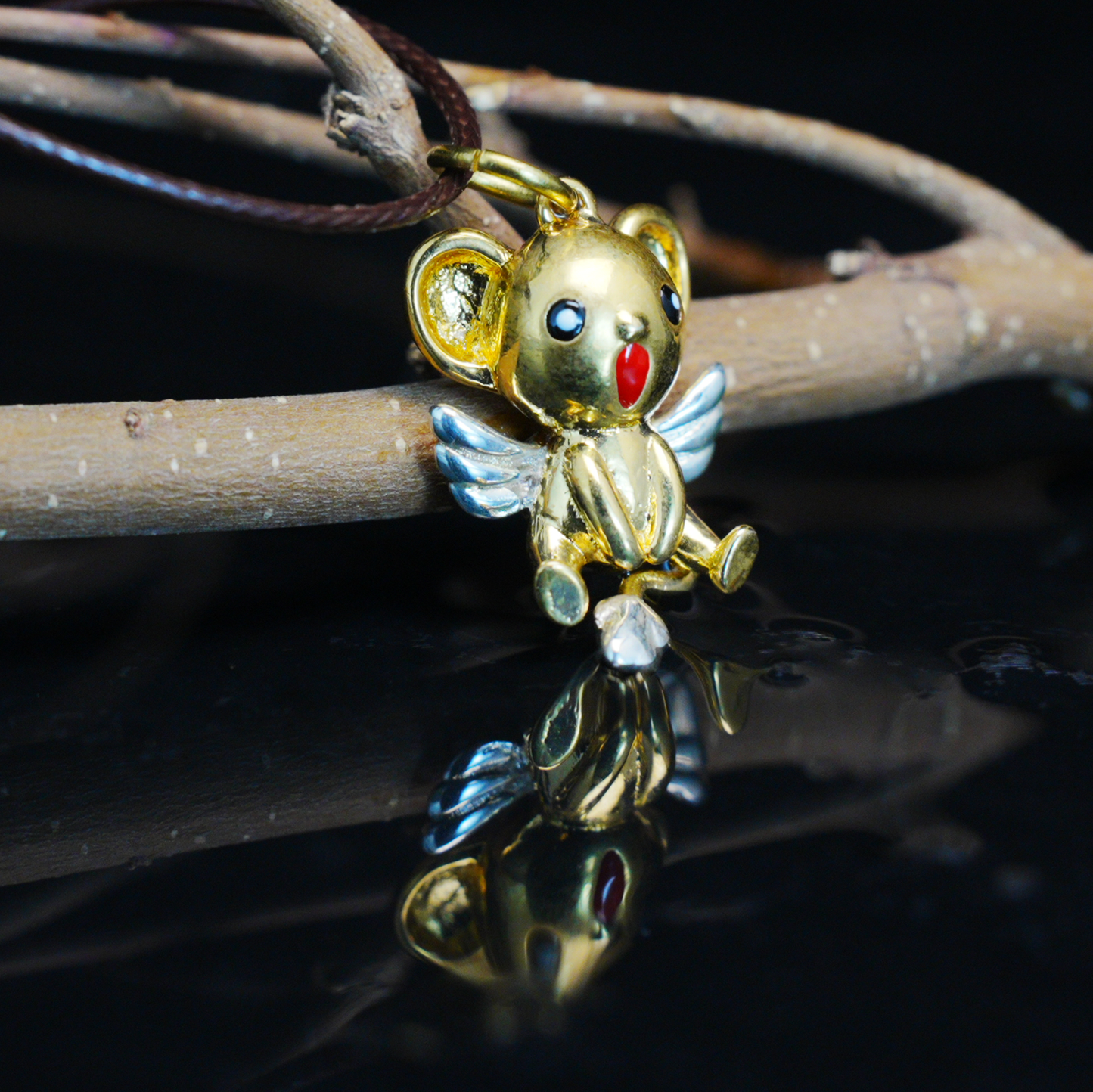 Kawaii Flying Squirrel Pendant, Fantasy Winged Animal Charm, Cute Magic Creature Jewelry