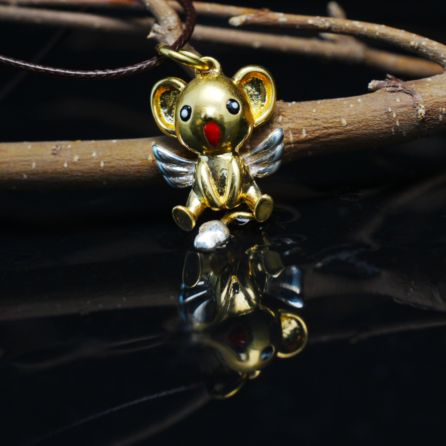 Kawaii Flying Squirrel Pendant, Fantasy Winged Animal Charm, Cute Magic Creature Jewelry
