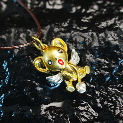 Kawaii Flying Squirrel Pendant, Fantasy Winged Animal Charm, Cute Magic Creature Jewelry