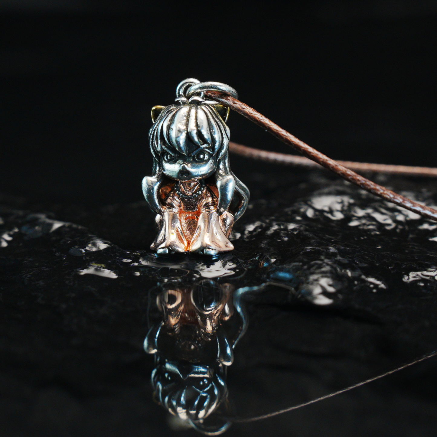 Gothic Warrior Girl Pendant, Fantasy Beast-Eared Guardian Necklace, Anime Cosplay Jewelry