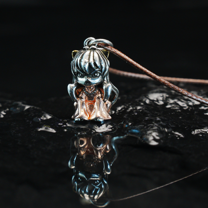 Gothic Warrior Girl Pendant, Fantasy Beast-Eared Guardian Necklace, Anime Cosplay Jewelry
