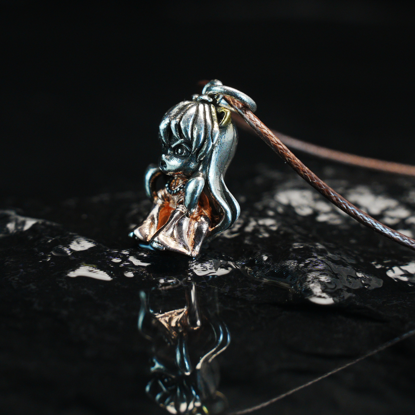 Gothic Warrior Girl Pendant, Fantasy Beast-Eared Guardian Necklace, Anime Cosplay Jewelry