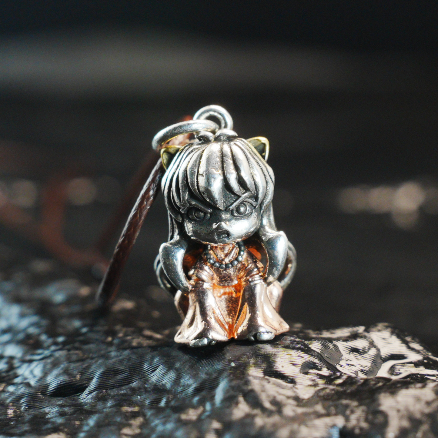Gothic Warrior Girl Pendant, Fantasy Beast-Eared Guardian Necklace, Anime Cosplay Jewelry