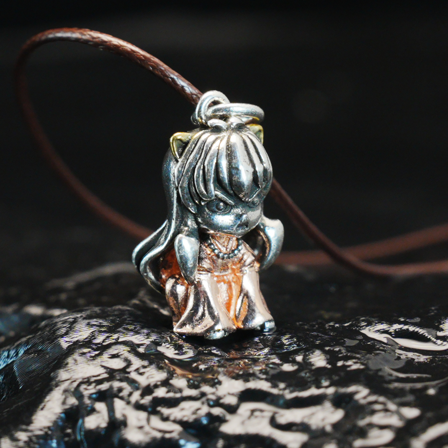 Gothic Warrior Girl Pendant, Fantasy Beast-Eared Guardian Necklace, Anime Cosplay Jewelry