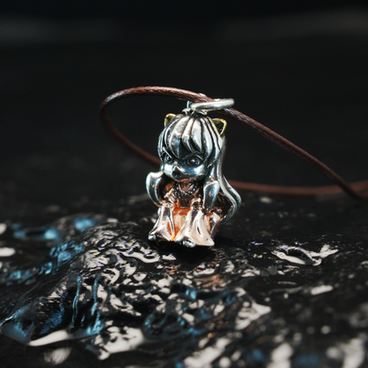 Gothic Warrior Girl Pendant, Fantasy Beast-Eared Guardian Necklace, Anime Cosplay Jewelry