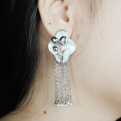Floral Tassel Earrings Elegant Vintage Dangling Jewelry for Women
