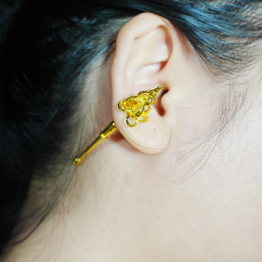 Zen Staff Earrings with Linked Rings Tassel Modern & Mindful Jewelry