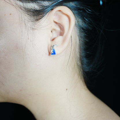 Blue Inlay Bird Earrings Symbol of Freedom Elegant Statement Jewelry