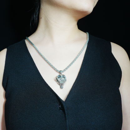 Dragon Lord Pendant Necklace, Gothic Medieval Brass Jewelry, Guardian of Power