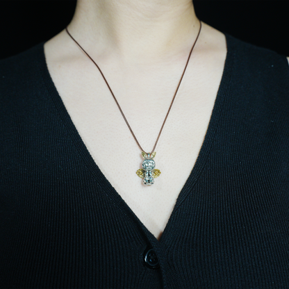 Gothic Bunny Angel Pendant, Fantasy Rabbit Fairy Necklace, Guardian Spirit Jewelry