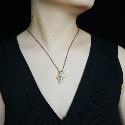 Gothic Angel Bunny Pendant, Fantasy Rabbit Angel Necklace, Gothic Lolita Mythical Jewelry