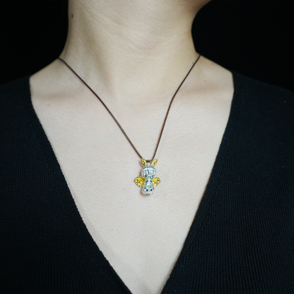Gothic Angel Bunny Pendant, Fantasy Rabbit Angel Necklace, Gothic Lolita Mythical Jewelry