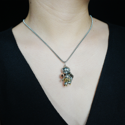 Gothic Samurai Warrior Pendant, Fantasy Sword Fighter Necklace, Oriental Myth Jewelry